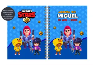 Capa de Agenda Brawl Stars com Personagens para Editar Online