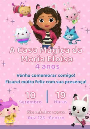 Convite Aniversário A Casa Mágica da Gabby para Editar Online