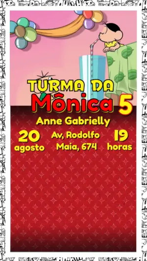 Convite Animado Aniversário Turma da Mônica para Editar Online