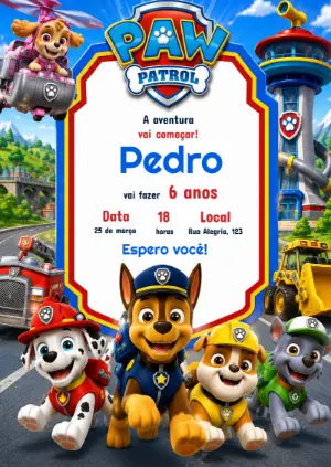 Invito di compleanno Paw Patrol – Statico – KC Design