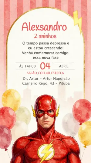 Convite Digital Aniversário Infantil do Flash Editável
