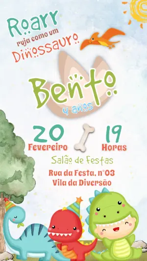 Invitación de cumpleaños Dinosaurio – Estático – Convide aê!