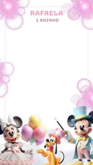 Moldura Aniversário Circo Mágico Mickey e Minnie para Editar