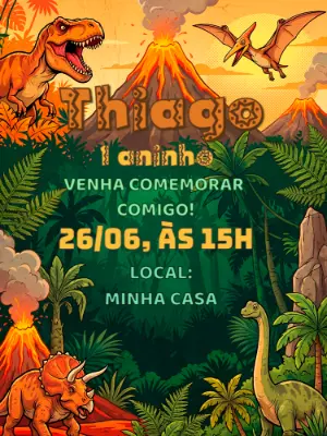 Invitación de cumpleaños Dinosaurio – Estático – Alegria no ar