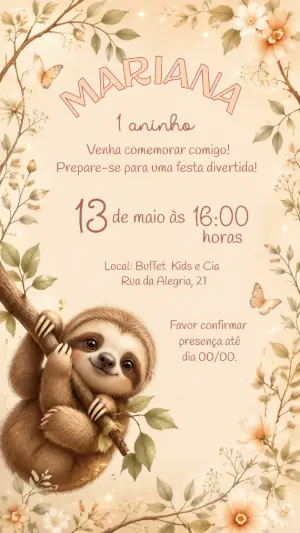 Convite Animado Aniversário Capivara Fofa para Editar Online