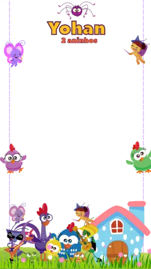 Moldura de Aniversário Galinha Pintadinha Mini para Editar