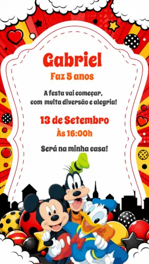 Mickey Mouse Birthday Invitation – Static – CollorGraph Convites