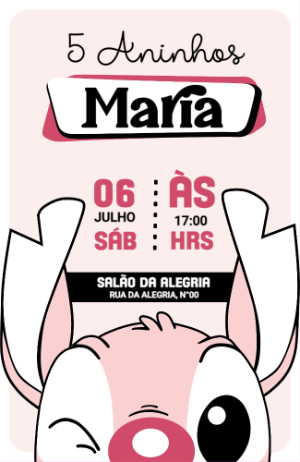 Invitación de cumpleaños Stitch – Estático – On Convites Digitais