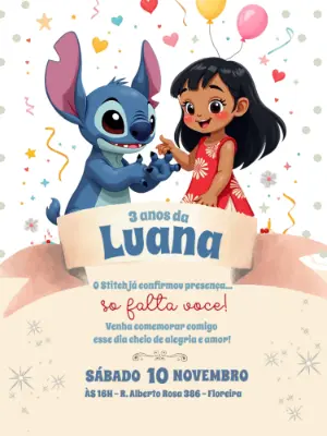Invitación de cumpleaños Stitch – Estático – Querido Convite