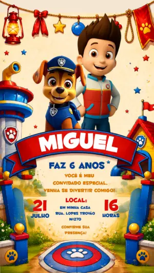 Invito di compleanno Paw Patrol – Statico – CollorGraph EDITOR