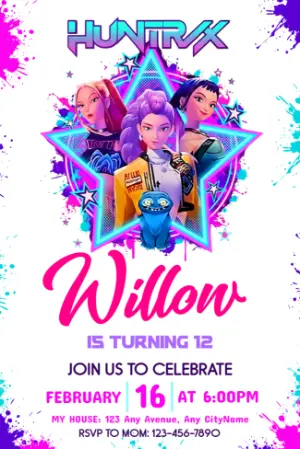 K-Pop Demon Hunter Birthday Invitation | Editable Digital Template
