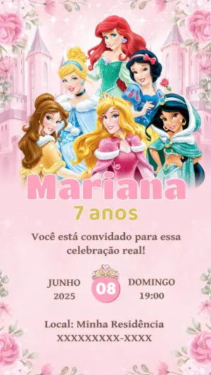 Invito di compleanno Principesse – Statico – Tali Convites