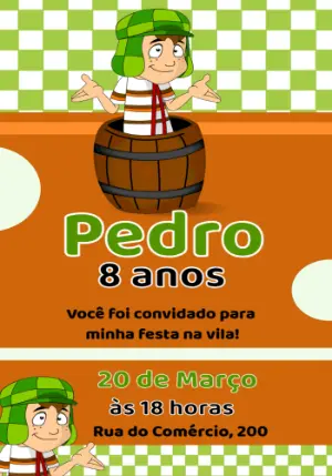 Convite de Aniversário Chaves Editável para Imprimir