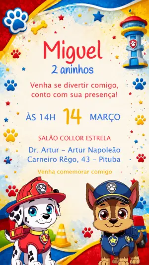 Invito di compleanno Paw Patrol – Statico – CollorGraph EDITOR