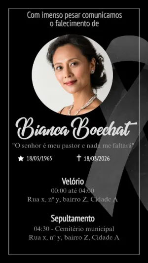 Comunicado de Falecimento Sóbrio e Elegante para Editar
