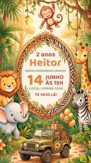 Safari Birthday Invitation – Static – Alegria no ar