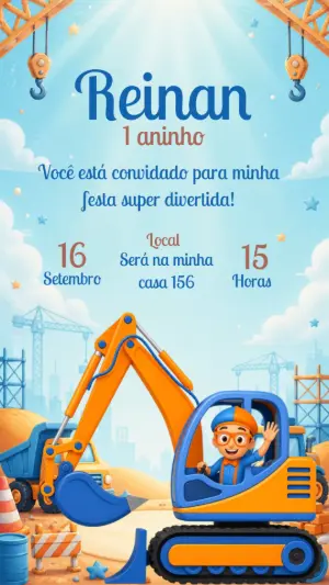 Convite de Aniversário Blippi Construtor para Editar Online