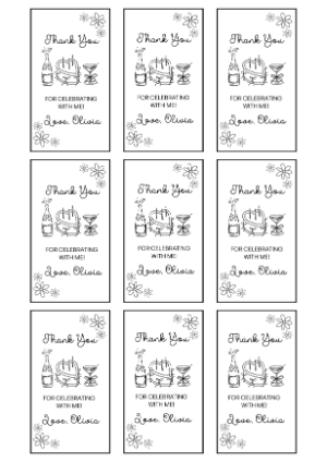 Black and White Party Favor Tag - Editable Thank You Template