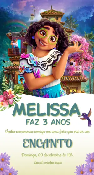 Convite de Aniversário Encanto com Mirabel para Editar