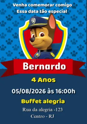 Paw Patrol Birthday Invitation – Static – Mimos da thay