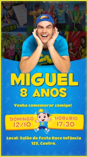 Convite Animado Aniversário Youtuber Aventureiro para Editar
