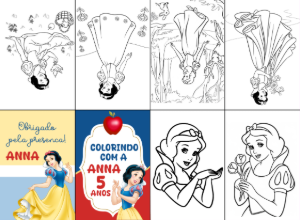 Mini Livro de Colorir Branca de Neve Editável para Imprimir