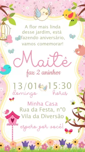 魔法花园生日邀请函 – 静态 – Convide aê!