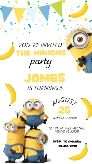 Editable Minions Birthday Party Invitation Template