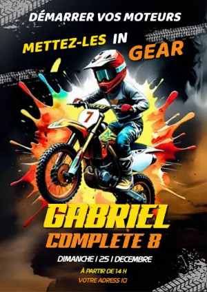 Invitation Anniversaire Motocross Éclatant | Modèle à Modifier