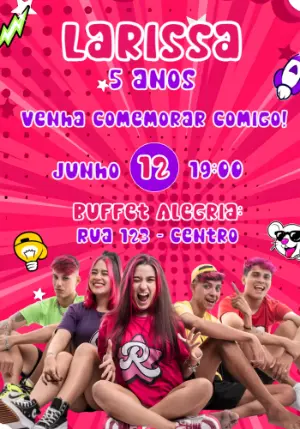 Convite de Aniversário Emily Vick Rosa e Moderno para Editar
