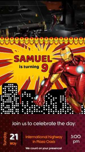 Animated Iron Man Birthday Video Invitation to Edit