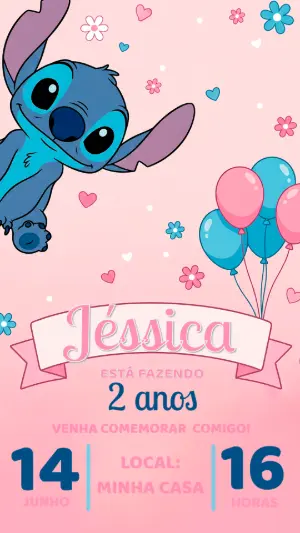 Stitch Birthday Invitation – Static – Alegria no ar