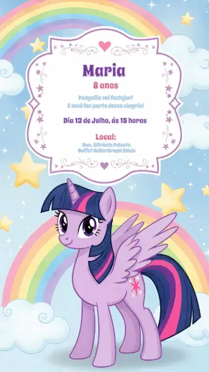 Convite de Aniversário My Little Pony para Editar Online