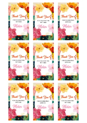 Floral Watercolor Thank You Tag Editable Template