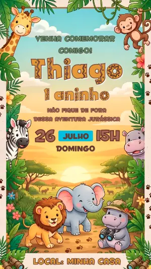 Safari Birthday Invitation – Static – Alegria no ar