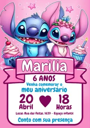 Invitación de cumpleaños Stitch – Estático – Crazyume Designer