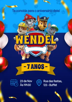 Invito di compleanno Paw Patrol – Statico – Danjo