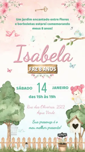 Invitación de cumpleaños Jardín encantado – Estático – Convite digital - Edite você mesmo