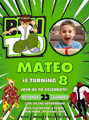 Editable Ben 10 Birthday Invitation Template