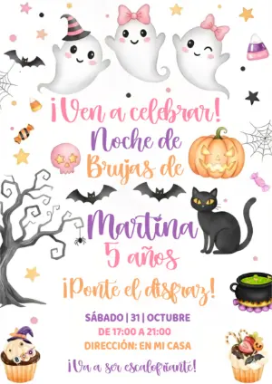 Invitación de Cumpleaños de Halloween para Niña para Editar