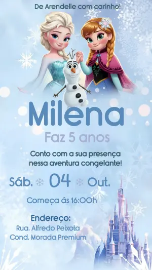 Convite de Aniversário Frozen Aventura Congelante Editável