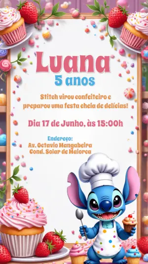 Invitación de cumpleaños Stitch – Estático – CollorGraph Convites