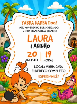 Convite Digital Flintstones Infantil Editável