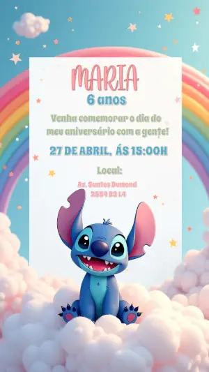 Invitación de cumpleaños Stitch – Estático – Convites Digitais Exclusivos