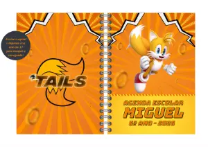 Capa de Agenda do Tails Editável Online para Volta às Aulas