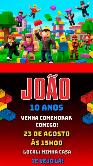 Invito di compleanno Roblox – Statico – Alegria no ar