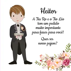 Convite para Pajem com Menino Ilustrado para Editar Online