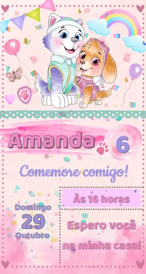 Invito di compleanno Paw Patrol – Statico – Fernando Martins