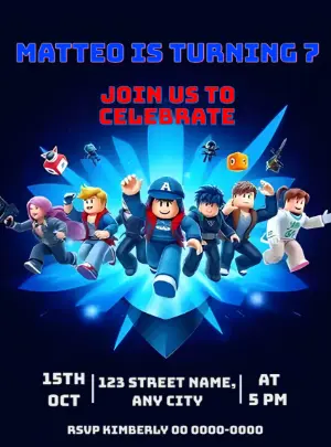 Roblox Game Birthday Invitation Editable Template