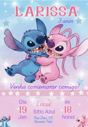 Invitación de cumpleaños Stitch – Estático – Priscila